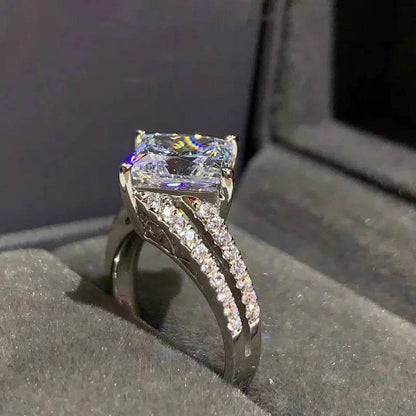 PANJBJ 925 Sterling Silver Geometry Zircon Rings For Women Fashion Double Layer Wedding Jewelry Party Gift Dropshipping - Touchy Style