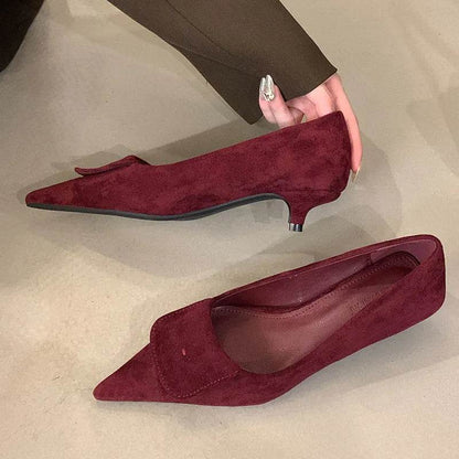 Female Pointed Toe Pumps Ladies Low Heel Shoes Slides Slip On Footwear Fashion Shallow Elegant Women Heeled Shoes Spring Autumn - Touchy Style
