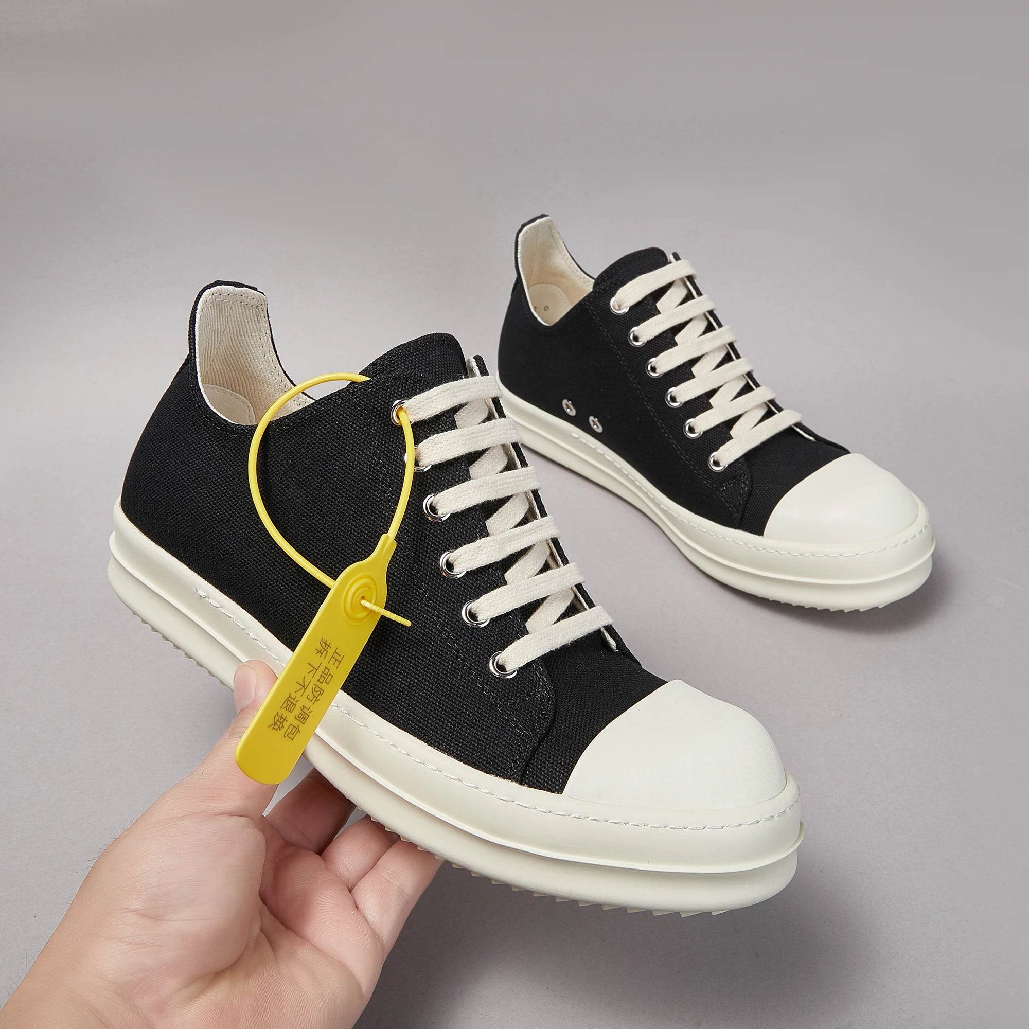 Brand Men Shoe Canvas Low Top Women Sneaker Classic Quality Round Black Lace Up Designer Luxury Thick-sole Casual Flat Shoe - Touchy Style