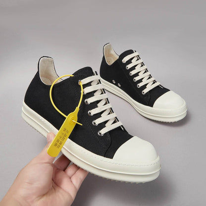 Brand Men Shoe Canvas Low Top Women Sneaker Classic Quality Round Black Lace Up Designer Luxury Thick-sole Casual Flat Shoe - Touchy Style