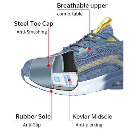 Safety Shoes Men Women Air Cushion Shoes Work Sneakers Steel Toe Cap Indestructible Shoes Breathable Puncture-Proof Men Boots - Touchy Style