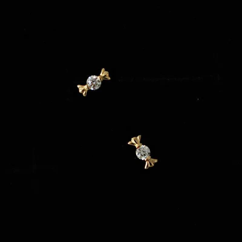 925 Sterling Silver Plated 14K Gold Zircon Candy Earrings for Women Korean Mini Cute Jewelry Accessories - Touchy Style