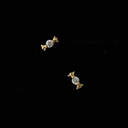 925 Sterling Silver Plated 14K Gold Zircon Candy Earrings for Women Korean Mini Cute Jewelry Accessories - Touchy Style