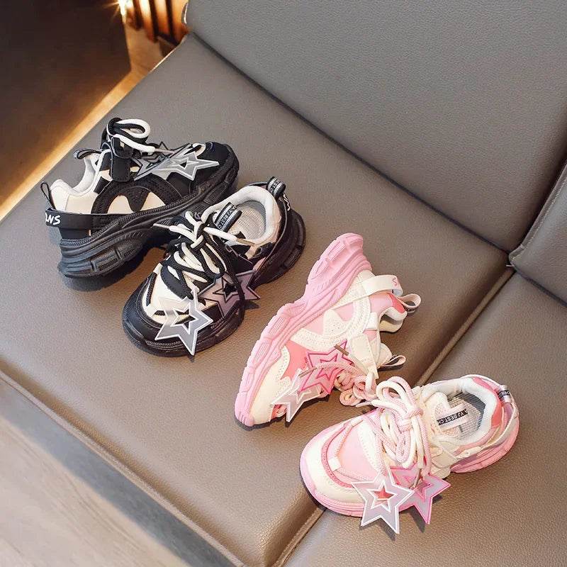 Star Shape Decos Stylish Children Casual Sneaker Comfortable Non-slip Jogging Shoes Child Chunky Sneakers for Girls Kids H02019 - Touchy Style