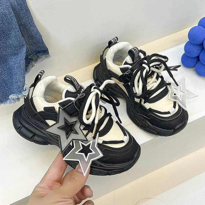 Star Shape Decos Stylish Children Casual Sneaker Comfortable Non-slip Jogging Shoes Child Chunky Sneakers for Girls Kids H02019 - Touchy Style