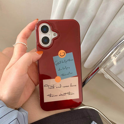 Cute Phone Cases For iPhone 16, 15, 14, 13 Pro Max - Double Layer Sticker Label Cover - Beads Wrist Chain - PC1450 - Touchy Style