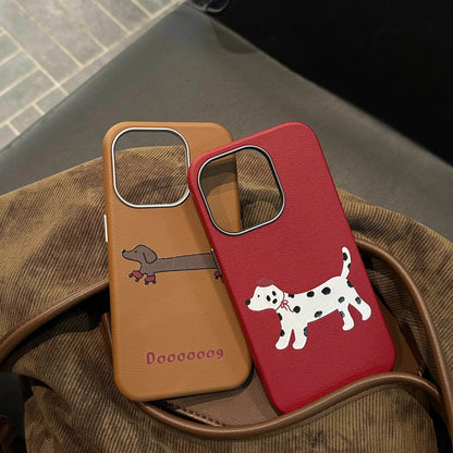 Cute Phone Cases For iPhone 16, 15, 14, 13 Pro Max - Lovely Dogs Pattern - Leather Chic Cover - PC5420 - Touchy Style
