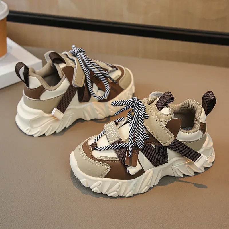 New Arrival Children Sneakers Pretty Silhouette Girl Running Shoes Pink Black Khaki Trendy Kids Shoes Boys Training Shoes G09212 - Touchy Style