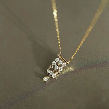 French Luxury S925 Sterling Silver Plated 14K Gold Necklace Gorgeous Vintage Tassel Zircon Pendant Necklace for Women Jewelry - Touchy Style