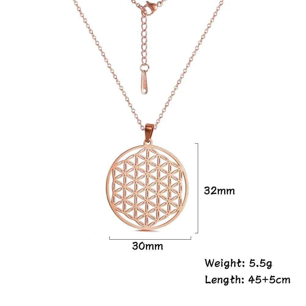 Necklaces Charm Jewelry - Stainless Steel Chain - Flower of Life - CJ0141 - Touchy Style