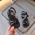 Children Princess Shoes Baby Girls Flat Bling Leather Sandals Fashion Sequin Soft Kids Dance Party Sparkly Shoes Crystal F05214 - Touchy Style