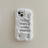 Cute Phone Cases For iPhone 16, 15, 14, 13 Pro Max - Pink & White Fluffy with English Letter - Cat Ear Lens Frame - PC5330 - Touchy Style