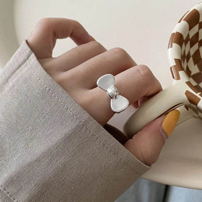 PANJBJ 925 Sterling Silver Bowknot Rings For Women Line Simplicity Design Korean Sweet Romantic Jewelry Gift Dropshipping - Touchy Style