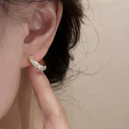 PANJBJ 925 Sterling Silver Frosting Zircon Hoop Earrings For Women Geometry Shining Minimalism Classic Jewelry Gift Dropshipping - Touchy Style
