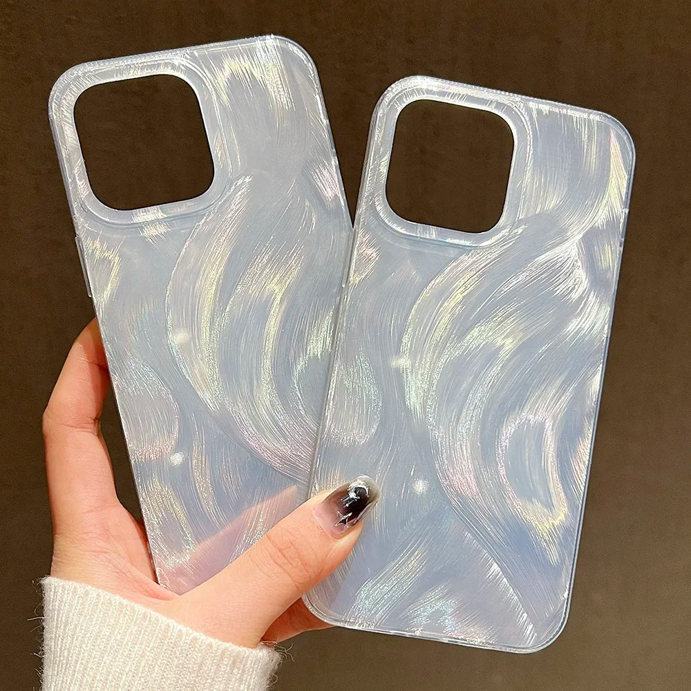 حافظات هواتف لطيفة لطرازات iPhone 15 و14 و13 و12 Pro Max و11 Pro - نمط ريش متدرج بالليزر - TSP522