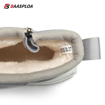 Baasploa Women Winter Snow Boots Leather Waterproof Ankle Boots for Men Fashion Plush Warm Walking Shoe Anti Slip Wear-Resistant - Touchy Style