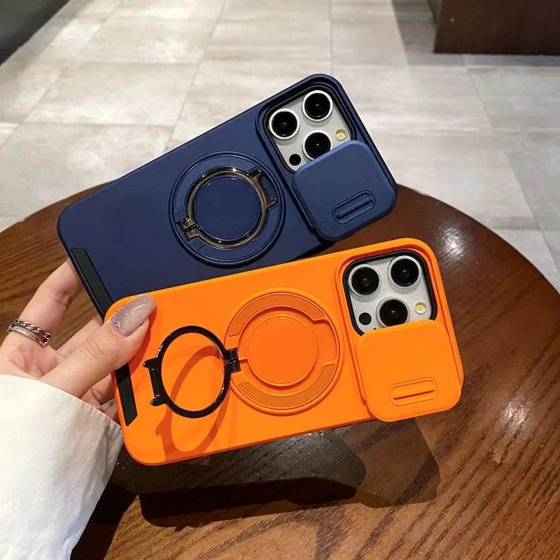 Slide Camera Protection for Magnetic Bracket Armor Case for iPhone 16 11 12 13 14 15 Pro Max 16 Plus Magsafe Durable Hard Cover - Touchy Style