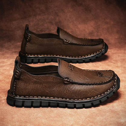 Genuine Leather Men Loafers Slip on Business Casual Leather Shoes Classic Soft Moccasins Breathable Men Flats Soft Driving Shoes - Touchy Style