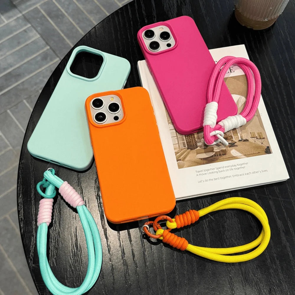 حافظات هواتف لطيفة لهاتف iPhone 16 Pro Max و7 و8 Plus وSE - Lazy Dog، غطاء جلدي حلوى مع سلسلة معصم - TSP478