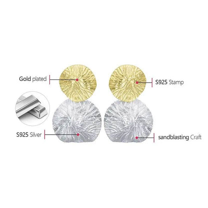 Lotus Fun Minimalism Round Vintage Double Lotus Leaves Dangle Earrings for Women Real 925 Sterling Silver Statement Fine Jewelry - Touchy Style