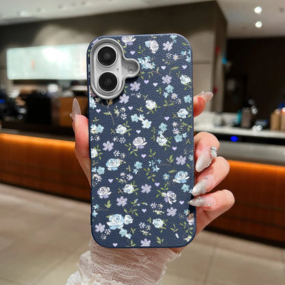 Blue Rose Flower Print Phone Case For iPhone 15 Case iPhone 16 14 13 12 Pro Max 14 Plus 11 Shockproof Leather Texture TPU Cover