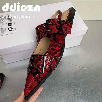 Female Shoes Elegant Low Heels Sandals Women Slides Beach Shallow Black Mules Summer Pointed Toe Ladies Sandals - Touchy Style