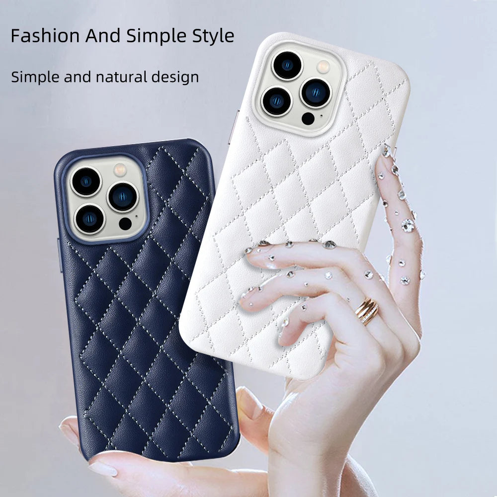 Clearance Sale Leather For Magsafe Case For iPhone 13 Pro Max 13Pro 13 mini Women Fashion Magnetic Stitching Luxury Back Cover