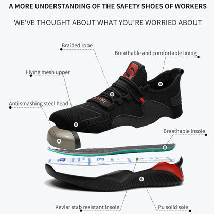 Security Casual Sneakers Men Shoes Work Boots Steel Toe Shoes Anti-smash Anti-puncture Indestructible Shoes Protective Boots - Touchy Style