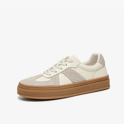 BEAUTODAY Casual Sneakers Women Cow Suede Split Leather Microfiber Patchwork Shoes Lace-up Female Traniers Handmade  29768