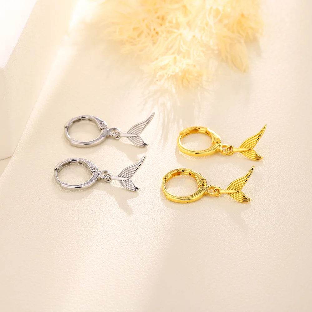 PANJBJ 925 Sterling Silver Whale Tail Hoop Earring For Women Irregular Design Simple Originality Jewelry Gift Dropshipping - Touchy Style