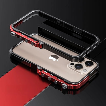 Cyberpunk Punk Mechanical Phone Frame Case For iPhone 16 15 14 13 Pro Max Plus Aluminum Alloy Metal Shockproof Bumper Cover