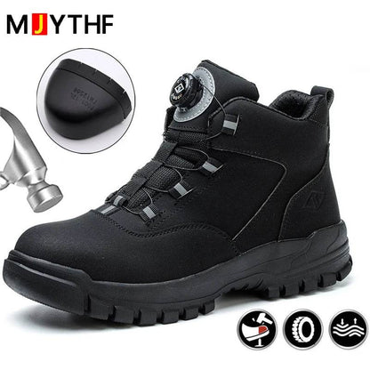 Rotating Buttons Work Boots Men Steel Toe Shoes Safety Boots Puncture-Proof Protective Shoes Waterproof Indestructible Shoes New - Touchy Style