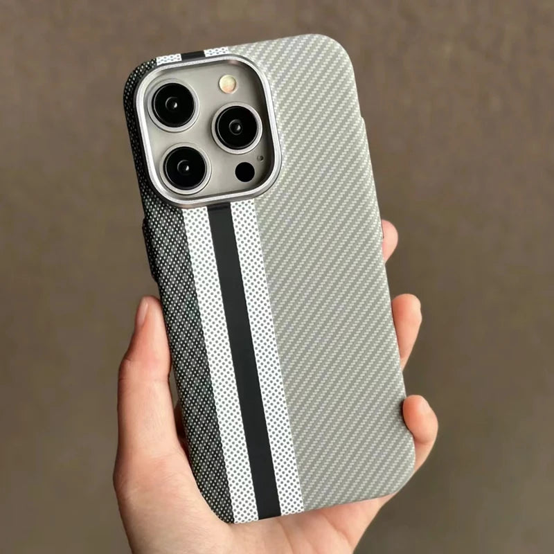 Cute Phone Cases for iPhone 12, 13, 14, 15, and Pro Max models - Carbon Fibre Hard PC Armor Cover - TSP200