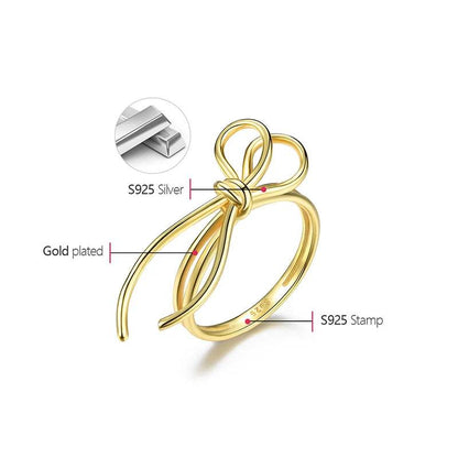 Lotus Fun 18K Gold Exquisite Lovely Knot Long Tassel Dating Rings for Women Gift Real 925 Sterling Silver Original Fine Jewelry - Touchy Style