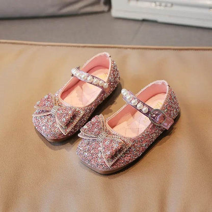 Fashion Little Girl Runway Performance Catwalk Shoes Student Wedding Party Rhinestone Sparkling Princess Leather Shoes F12302 - Touchy Style
