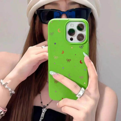 Cute Phone Cases For iPhone 11, 12, 13, 14, 15, 16 Pro Max - Colorful Moon Bow Lichee Pattern - Silicone Cover - Touchy Style