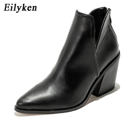 Autumn Winter Casual Western Cowboy Ankle Boots Women Snake Cowgirl Booties Short Cossacks Botas High Heels Shoes - Touchy Style