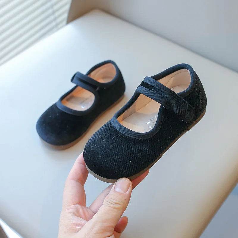 New Kids Leather Shoe Solid Color Versatile Princess Childrens Flats Fashion Causal Black School Girl Shoes Spring Autumn H04031 - Touchy Style