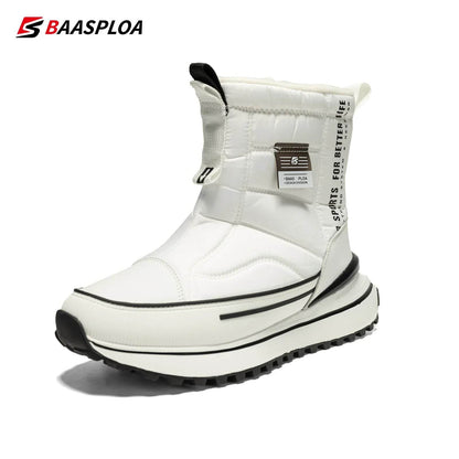 Baasploa Women Winter Snow Boots Leather Waterproof Ankle Boots for Men Fashion Plush Warm Walking Shoe Anti Slip Wear-Resistant - Touchy Style