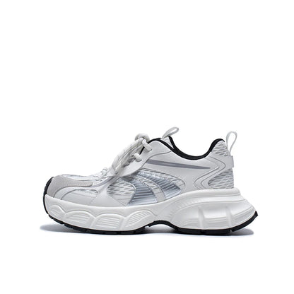 BEAUTODAY Fashion Trainers Women Pig Suede Leather Mesh Mixed Colors Platform Lace-up Sneakers Ladies Shoes Handmade OG-B2112A