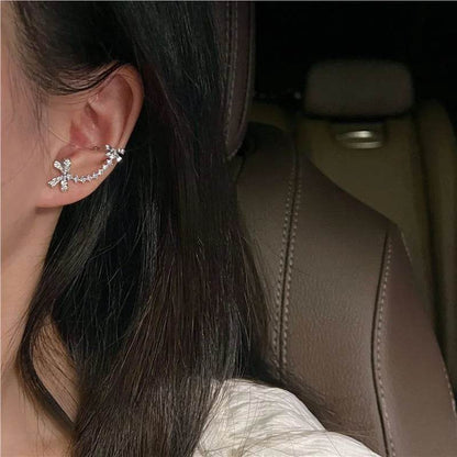 PANJBJ 925 Sterling Silver Bowknot Studs Earring for Women Zircon Asymmetric Originality Versatile Jewelry Gift Dropshipping - Touchy Style
