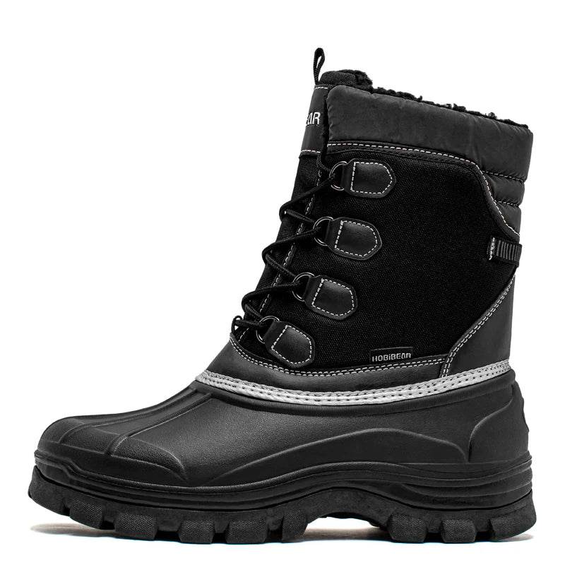 HOBIBEAR Mens Snow Boots Insulated Waterproof Winter Boots Outdoor Warm Lace Up Mid Calf Duck Boots - Touchy Style