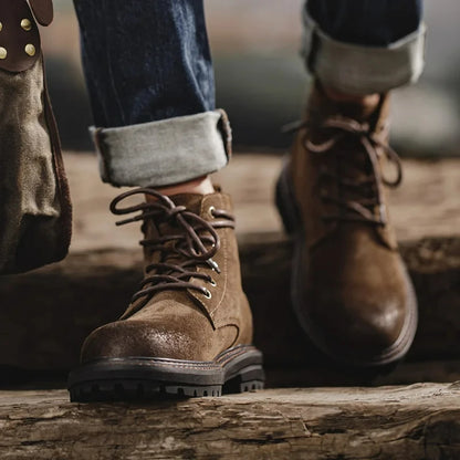 Maden Retro Winter Shoes Men Boots Desert High Top Boot Casual Vintage Street Cool Shoe Winter Brown Leather Shoes