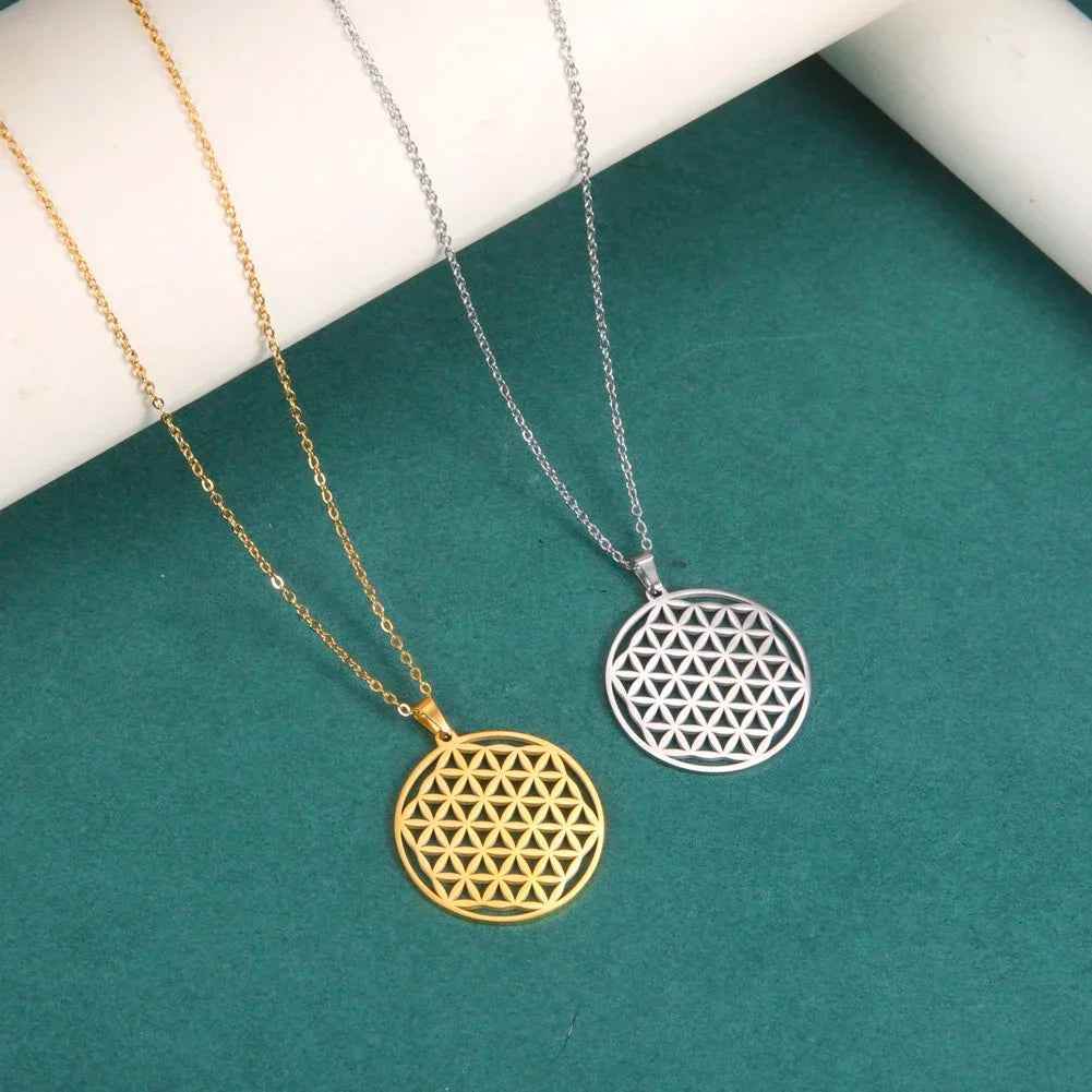 Necklaces Charm Jewelry - Stainless Steel Chain - Flower of Life - CJ0141 - Touchy Style