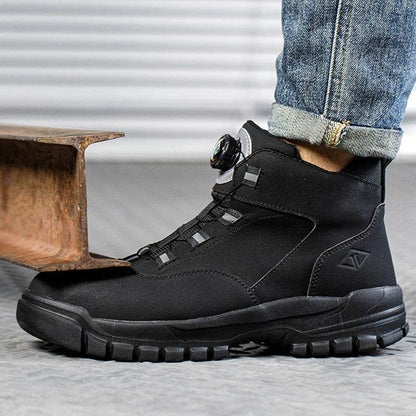Rotating Buttons Work Boots Men Steel Toe Shoes Safety Boots Puncture-Proof Protective Shoes Waterproof Indestructible Shoes New - Touchy Style