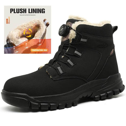 Rotating Button Winter Boots Men Safety Shoes Puncture-Proof Work Boots Steel Toe Shoes Waterproof Protective Shoes Cotton Boots - Touchy Style