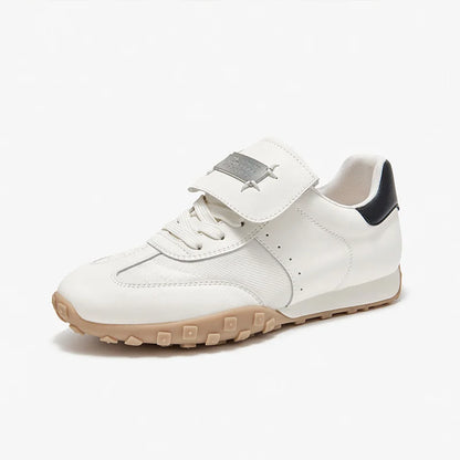 BEAUTODAY Fashion Trainers Women Cow Suede Sneakers Metal Buckle Leather Flats Lace Up Female Casual Shoes Handmade 29897
