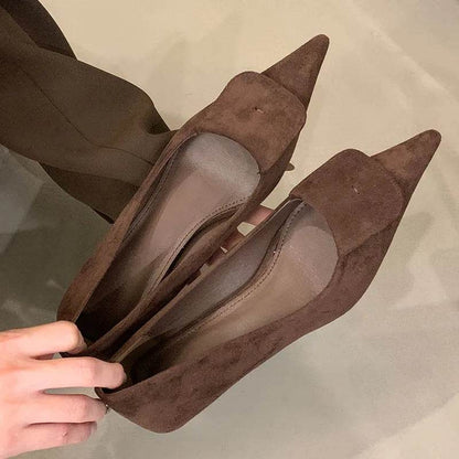Female Pointed Toe Pumps Ladies Low Heel Shoes Slides Slip On Footwear Fashion Shallow Elegant Women Heeled Shoes Spring Autumn - Touchy Style