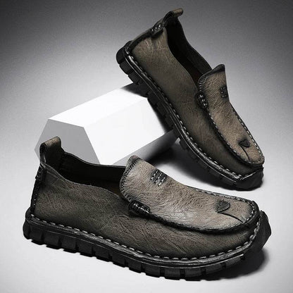 Genuine Leather Men Loafers Slip on Business Casual Leather Shoes Classic Soft Moccasins Breathable Men Flats Soft Driving Shoes - Touchy Style