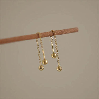 925 Sterling Silver Simple Gold Beads Screw Earrings for Women Korean Temperament Versatile Jewelry - Touchy Style
